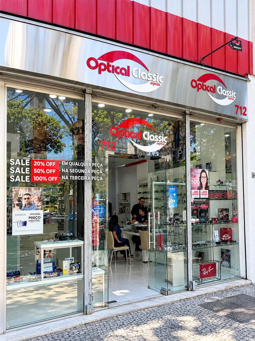 Fachada da Optical Classic, na Avenida Brasil.